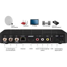 IMPERIAL HD 7i Twin - HD Twin Satellite Receiver (2 Receivers, SAT>IP, Bluetooth, Alphanumeric Display, Radio, Recording PVR) - Black