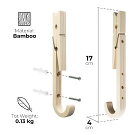 Molu Soul 5 Kids Coat Hooks Wall Mounted - Bamboo Childrens Coat Hooks - Wooden Coat Hooks for Wall - Premium Wooden Coat Pegs - Boys & Girls Coat Hooks