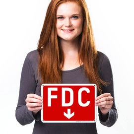 Sigo Signs, FDC Down Arrow Sign, Red Background, 10x7 Inches, 55 mil Thick HDPE (high Density polyethylene), Fade Resistant, Made in USA