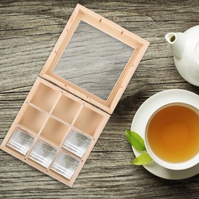 Luxshiny Tea Box Organizer Storage Box - Wooden Tea Bag