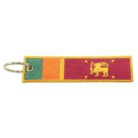 Sri Lanka Flag Key Chain, 100% Embroidered