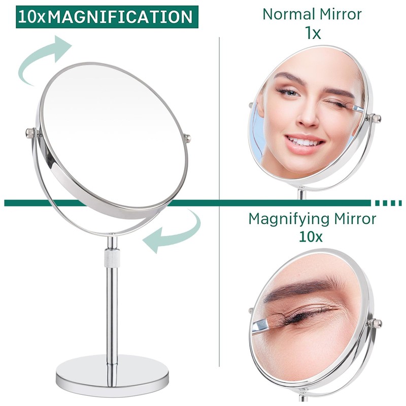 Nicesail 19 Inch Tall Makeup Mirror with 10X Magnification, Make