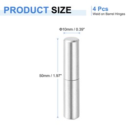 QUARKZMAN Pack of 4 Weld-On Hinges 50 x 10 mm Stainless Steel Door Hinge Weldable Removable Door Hinges for Wooden Doors Metal Gate Swing Door Trailer Ramp, Silver