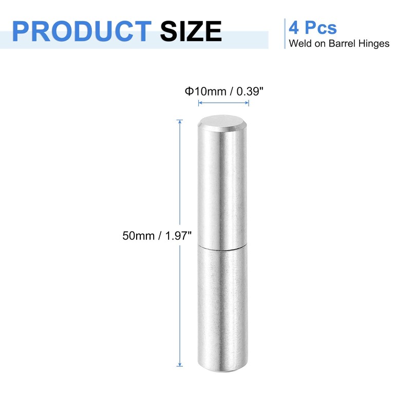 QUARKZMAN Pack of 4 Weld-On Hinges 50 x 10 mm