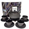 Large 11PC Japanese Tea Set "Gashu Black" Cast Iron Tea