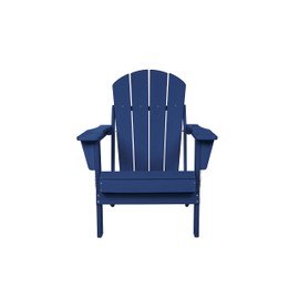 TREATLIFE HOME Enhance Outdoor Comfort with Folding Adirondack Chair, Durable HDPE Construction, Integrated Cup Holder, Navy Blue