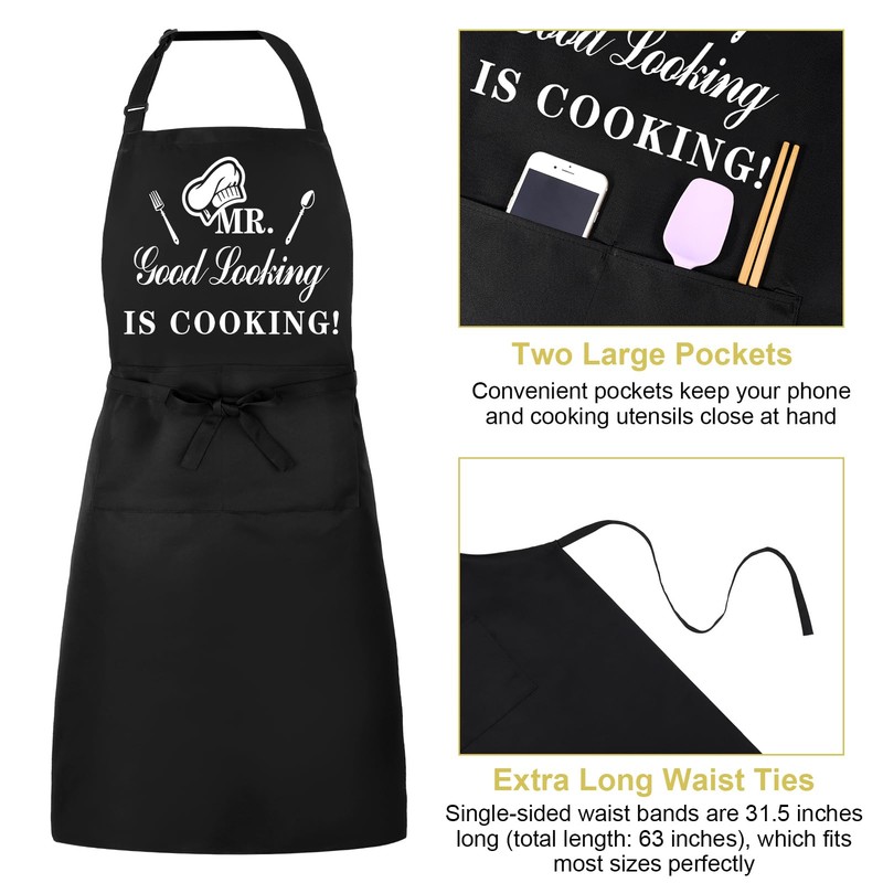 Xialvyu Funny Aprons for Men, MR Good Looking is Cooking,