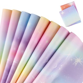 Pack of 8 Wrapping Paper Girls, Gift Wrap Birthday Starry Sky, Birthday Paper, Pastel Colourful Wrapping Paper for Gifts Wedding Mother's Day Birthday (50 x 70 cm)