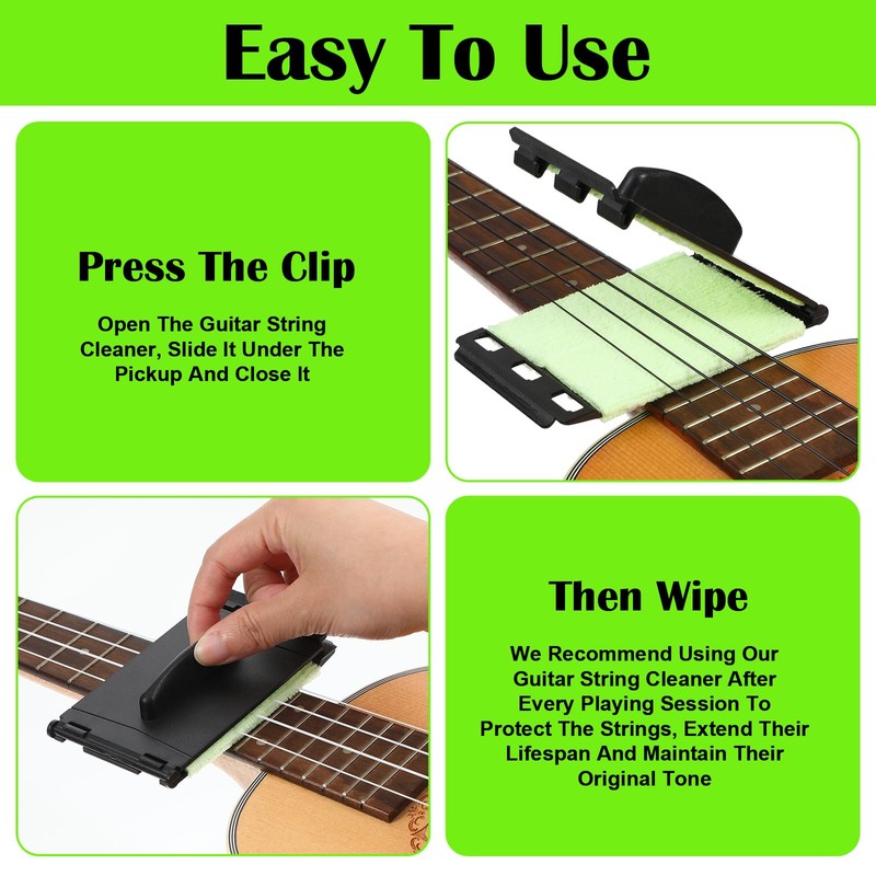 3 Pcs Guitar String Cleaner Scrubber, Fret Floss Cleaner Cloth