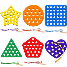 JRHPSUPER Threading Toys Toddlers Fruits Vegetables Geometric String Lacing Beads Wooden Educational Toys (Red)