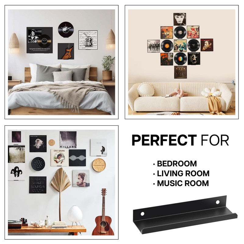 Yeria 6 Pack Vinyl Wall Mount Shelf, Record Wall Mount,