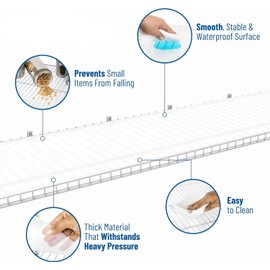 Wire Shelf Liner - 16" x 48" Flat Packed - Set of 4 - Clear - Wire Shelf Liners for Closets, Pantry and More - Plastic Closet Liner for Shelves - Easy to Trim - Wire Rack Cover - Closet Shelf Liner
