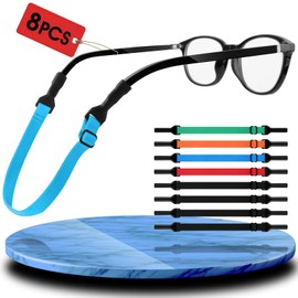 Pack of 8 Glasses Strap High Elasticity Adjustable Stable & Non-Slip Sports Glasses Strap with High Flexibility for Various Sports, Glasses Straps Men & Women for All Head Circumference, A colourful