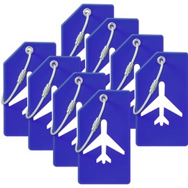 Zonon Luggage Tags, 8 Pieces Silicone Travel Luggage Name Tags with Privacy Cover and Stainless Steel Loops(Blue)