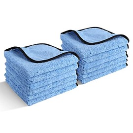 Bust-HOP Microfiber Towels for Cars, Car Drying Wash Detailing Buffing Polishing Towel with Silk Edgeless Microfiber Cloth, 16x16 in. Pack of 12