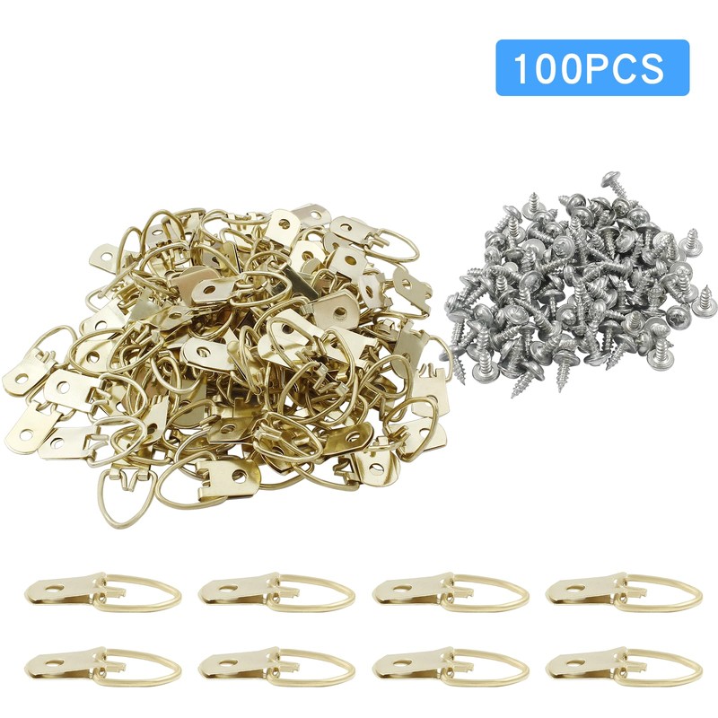 Coufce 100 Pack D Ring Picture Hangers, Metal Picture Frame