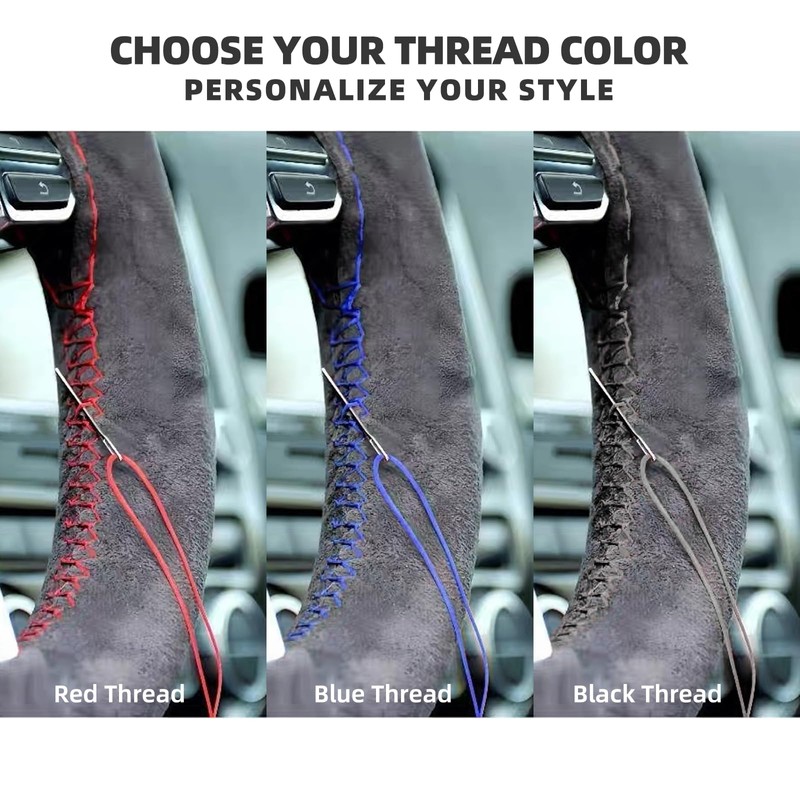 Suede Leather Steering Wheel Cover Wrap Kit - DIY Stitch-On