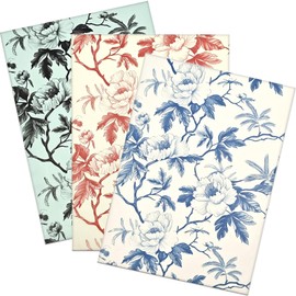 LIAPAWPAW 30 Sheets Peony Tissue Paper, Vintage Floral Gift Tissue Paper for Gift Bags Packaging, Blue Red and Black Elegant Flower Gift Wrap Paper for Wedding Birthday Party Christmas Holiday,20x14in