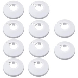 Pack of 10 Plastic Pipe Covers, Heater Pipe Decor Buckle, Radiator Pipe Buckle, Air Conditioning, 17 mm Hole Cover for Heating Pipes, Water Pipes (White)