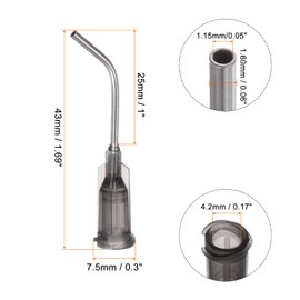 HARFINGTON 12pcs Blunt Tip Dispensing Needles, 16 Gauge 45 Degrees Bent Dispensing Tips 1" End Angled Dispenser Needle with Luer Elbow Blunt Needle for Oil or Glue Applicator, Gray