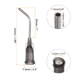 HARFINGTON 12pcs Blunt Tip Dispensing Needles, 16 Gauge 45 Degrees Bent Dispensing Tips 1" End Angled Dispenser Needle with Luer Elbow Blunt Needle for Oil or Glue Applicator, Gray