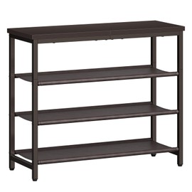 HOOBRO Shoe Rack with 3 PU Shelves, 4-Tier Shoe Storage Organizer for Closet and Entryway, Holds 9-12 Pairs of Shoes, Sturdy Metal Frame, Small Spaces, Brown BR94XJ01