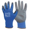 Simply Unisex Pucg002 Polyester PU Coated Gloves, Black & Blue,
