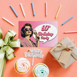 60th Birthday Party Invitations Men Women - Retro Champagne 20 Pack - Adults Birthday Invitations for Friends Family A6 Bday Party Invites Invitation Cards with Folding Envelopes