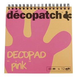 Décopatch BLOC02O Décopad Pad (Practical and Easy to Use, 48 Sheets, 12 Different Designs, 15 x 15 cm, Ideal for Your Papier Mache and Craft Projects) 1 Pad, Pink