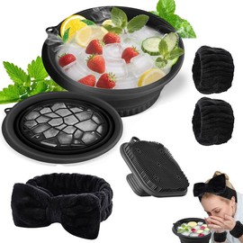Recipiente facial para hielo con bandeja de hielo incorporada, plegable, de silicona, para bao facial, pequeo, reutilizable, porttil, perfecto para...