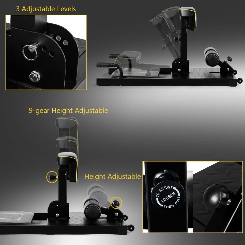 GYMAX Deep Sissy Squat Machine, 8 in 1 Multifunction Sissy