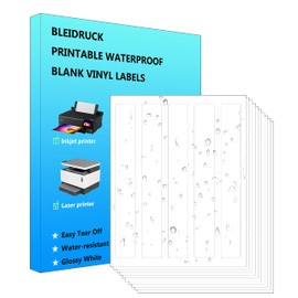 100 Pcs Water Bottle Labels Glossy White Waterproof Stickers,1.25"×9.75" Printable Blank Wraparound Rectangle Labels for Inkjet/Laser Printer