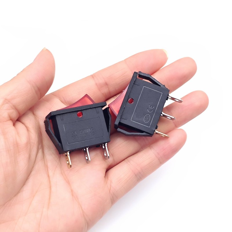 JZK 5pcs ON OFF Rocker Switch 15A 250V 20A 125V