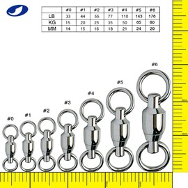 OCEAN CAT 10/20/30/40/50 Pcs Ball Bearing Swivel Snaps Stainless Steel Welding Rings Silver Finish Super High Strength Saltwater Big Game Fishing (#0, 40 pcs)