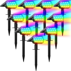 WELALO Solar Color Changing Spot Lights Outdoor, Waterproof Solar Halloween Lights, 7 Modes Multicolor RGB Landscape Spotlight for Garden Yard Driveway Lawn Patio Pathway Christmas Decorations 10 Pack