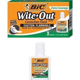 BIC Wite-Out Brand Extra Coverage Correction, White, 2 Pack Total of 6