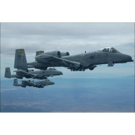 History Galore 24"x36" Gallery Poster, Three A-10 Thunderbolt II warthog aircraft fly in formation