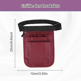 Nurse Bag, Work Bag, Women's Belt Bag, Work, Nurse Belt Bag, Adjustable Waist Belt with Multiple Compartments, for Scissors Care Set (1 Burgundy, M)