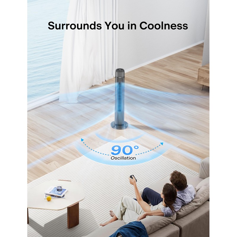 PELONIS 40-inch Bladeless Tower Fan for Bedroom, Standing Fan with