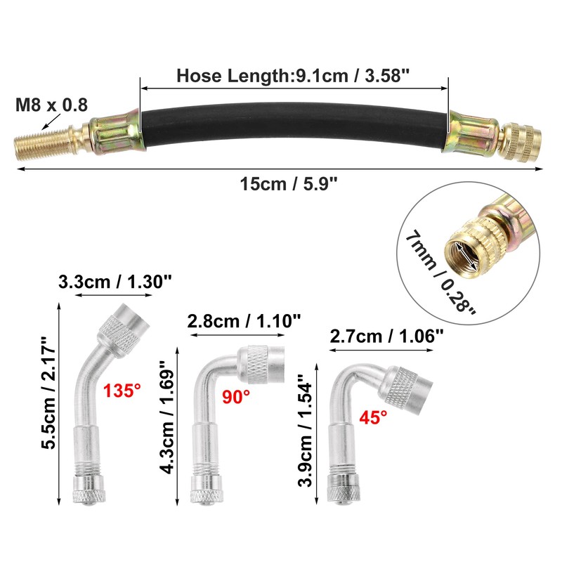 X AUTOHAUX 8pcs Tire Valve Stem Extension 2 Flexible Dual