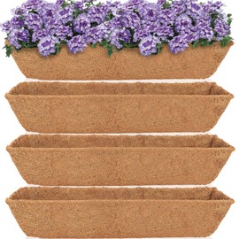 HFHOME 4Pcs 24" Trough Coco Fiber Replacement Liner, Natural 24 in Window Deck Coco Replacement Liner for Window Box