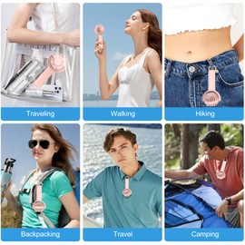 Ohjoin 2 IN 1 Mini Portable Handheld Fan with Keychain Stand, Personal Powerful Cooling Fan, Small Battery Operated Table Fan, Quiet Hand Fan, USB Rechargeable, Birthday Gifts for Men Women (Pink)