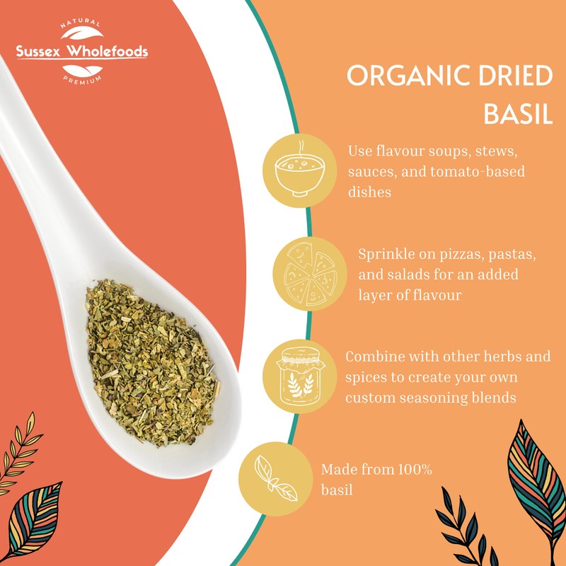 Sussex Wholefoods Organic Dried Basil 75g