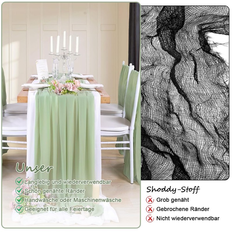 Abnaok Set of 4 Table Runners Green 90 x 300