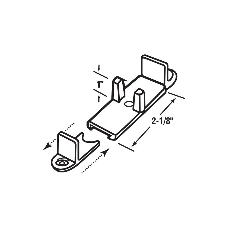Prime-Line N 6761 Adjustable Nylon Bypass Door Guide, 1-1/4 In.