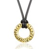 RWQIAN Mens Viking Necklace Gold Norse Rune Pendant with Leather