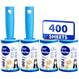 Extra Sticky Lint Roller, Mega Value Set 400 Sheets for Pet Hair Removal, Dog and Cat Lint Remover for Clothes, Furniture, Carpet