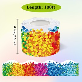 100 Feet Bulletin Board Borders, Confetti Scalloped Border Trim, Colorful Borders Bulletin Board Border Used for School, Classroom & Offices