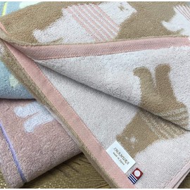 Imabari Towel Face Towel, Set of 3, Border Bear Pattern, 13.4 x 31.5 inches (34 x 80 cm), Made in Japan, Cute Animal Pattern, Fluffy, Water Absorbent, Kindergarten, Nursery School, Cute, Quick Drying,