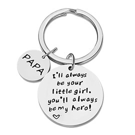 I'll Always be Your Little Girl Keychain for Papa Christmas Birthday Gifts for Grandfather Granddad Grandad Gifts Ideas Grandpa Papa Gift from Granddaughter